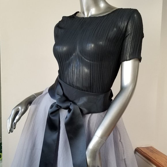Two Piece Black Top with Grey Tulle Skirt - Picture 1 of 8